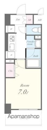 カサ・フェリーチェ[1K/25.13m2]の間取図
