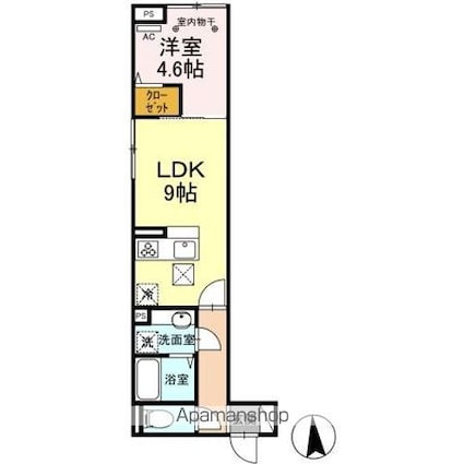 アヴァンスお花茶屋[1LDK/35.36m2]の間取図