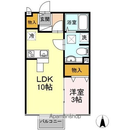 モナリエⅡ[1LDK/33.39m2]の間取図