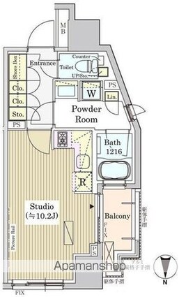 パークアクシス白金[1R/30.43m2]の間取図