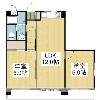 オックスフォードサーカス松山ＩＣ　Ⅰ[2LDK/49.6m2]の間取図
