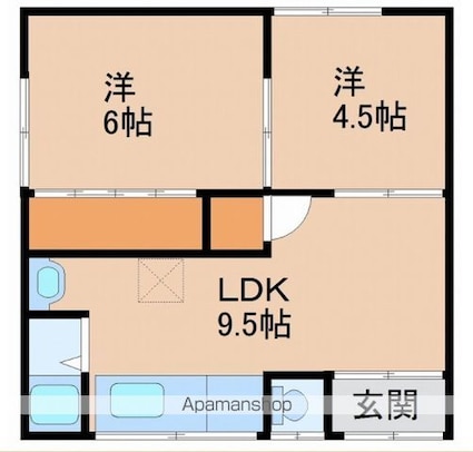 和歌山県和歌山市杭ノ瀬[2DK/40m2]の間取図