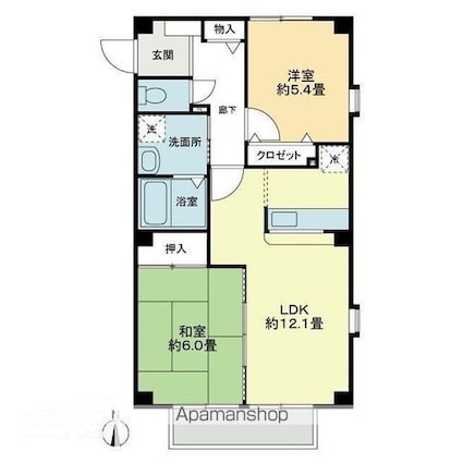 フォブールＮーＴＯＷＮ　Ｂ棟[2LDK/54.65m2]の間取図