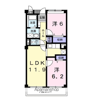 フォンテーヌ・パレスＡ[2LDK/55.08m2]の間取図