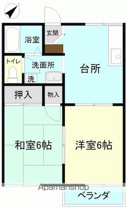 アーバンハイツⅡ[2DK/39.67m2]の間取図