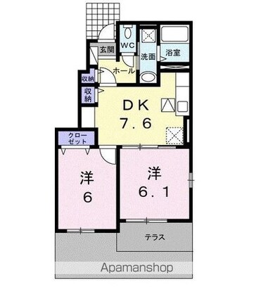 ワイズＫⅡ[2DK/45.89m2]の間取図