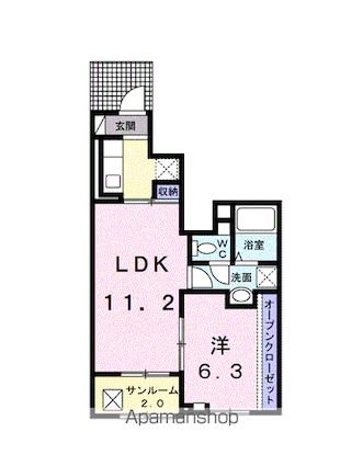 熊本県人吉市中青井町[1LDK/42.14m2]の間取図