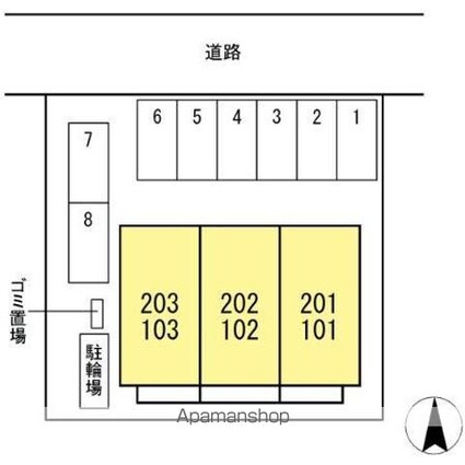 岡山県岡山市北区西古松２丁目[2LDK/55.3m2]の配置図