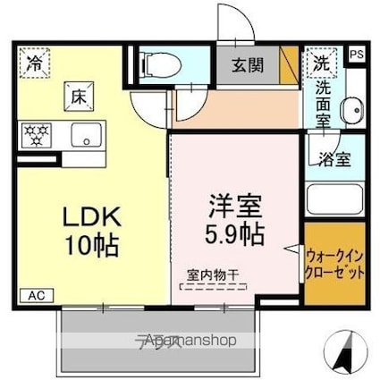 スペランツァ・ドゥエ[1LDK/40.04m2]の間取図