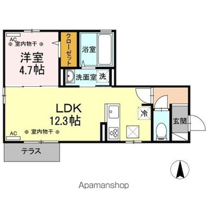 ソレイユ　ｒｙｕｕ[1LDK/40.46m2]の間取図