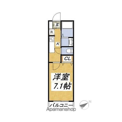 ロイヤルガーデン・タカギ[1K/24.78m2]の間取図
