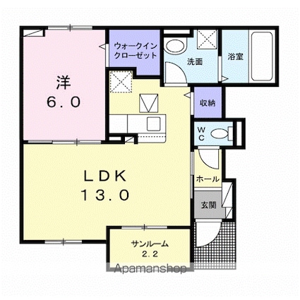 ヴェール　フォレ[1LDK/50.42m2]の間取図