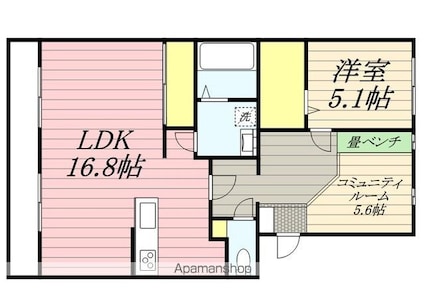 Ｒｅ・ａｌｌｏｔ東若林[1LDK/57.39m2]の間取図