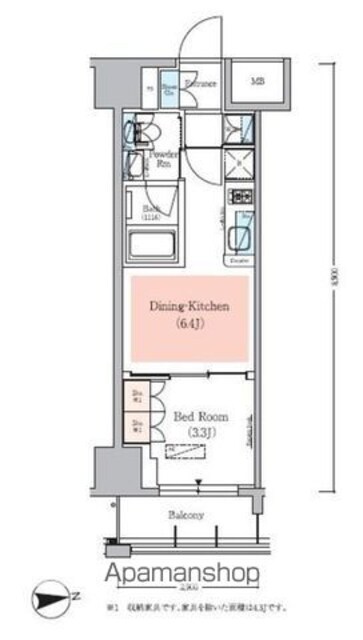 アーバネックス秋葉原ＥＡＳＴⅢ[1DK/25.25m2]の間取図