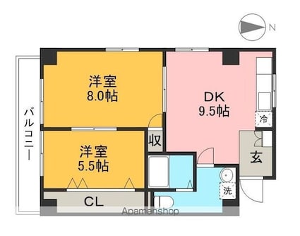 １０Ｐｏｉｎｔｓ[2DK/47.13m2]の間取図