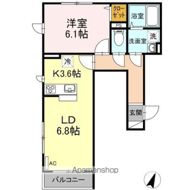 カーサ　フィオーレ小竹町[1LDK/40.85m2]の間取図