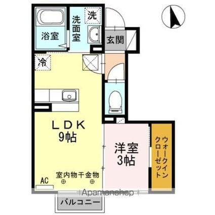 ルミナス山岸[1LDK/31.36m2]の間取図