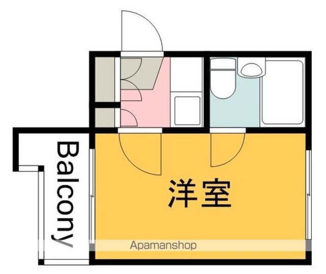 広島県広島市中区平野町[1K/14m2]の間取図