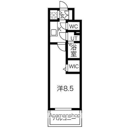 愛知県名古屋市千種区今池５丁目[1K/25.74m2]の間取図
