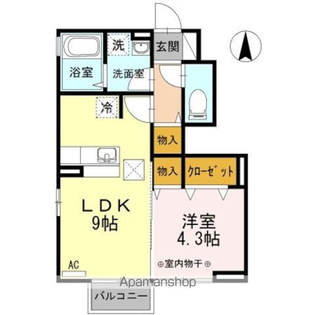 アンジュＣ[1LDK/35.7m2]の間取図
