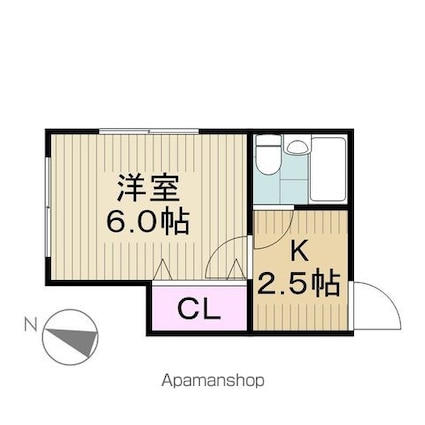 リトルロックⅡ[1K/16.26m2]の間取図