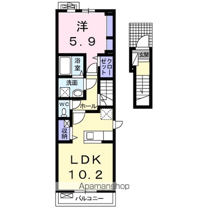 シャルム[1LDK/44.66m2]の間取図
