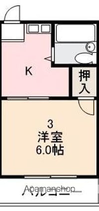 香川県高松市紙町[1K/19.44m2]の間取図