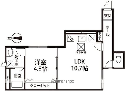 東京都中野区弥生町２丁目[1LDK/39.95m2]の間取図