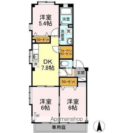 愛媛県松山市立花３丁目[3DK/55.89m2]の間取図