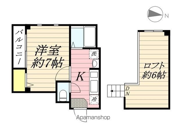 【福岡市中央区港のハイツの間取り】