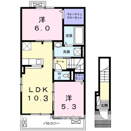 ラ・メール　Ｂ[2LDK/54.85m2]の間取図