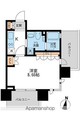 アーデン清澄白河[1K/27.37m2]の間取図