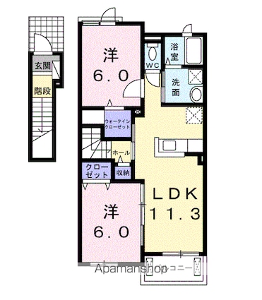 コリーナ木田余Ⅱ[2LDK/58.21m2]の間取図