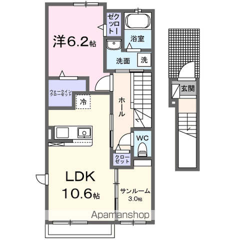 ユイマールＳ 204 ｜ 千葉県松戸市栄町１丁目53-2（賃貸アパート1LDK・2階・51.64㎡） その2