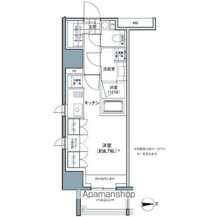 パークハビオ東中野[1R/30.3m2]の間取図