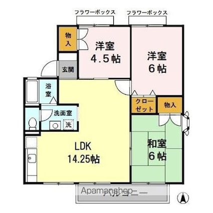 東京都昭島市大神町４丁目[3LDK/62.68m2]の間取図