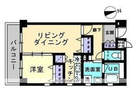 香川県高松市旅篭町[1LDK/40.21m2]の間取図