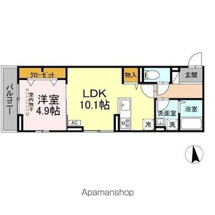 ベルメゾンＶＩＩ[1LDK/38.57m2]の間取図