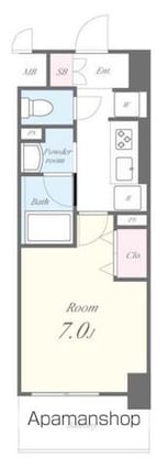 カサ・フェリーチェ[1K/25.13m2]の間取図