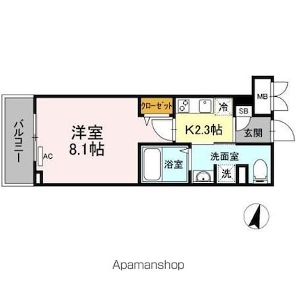 オリヴィエ宝町[1K/26.78m2]の間取図