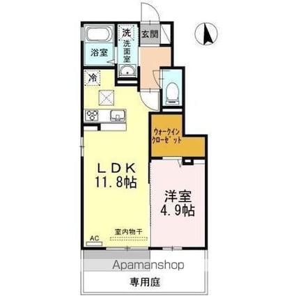 シャインポート屋島Ⅱ[1LDK/41.11m2]の間取図