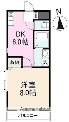 ガーデンハイツ三名弐番館[1DK/31.45m2]の間取図