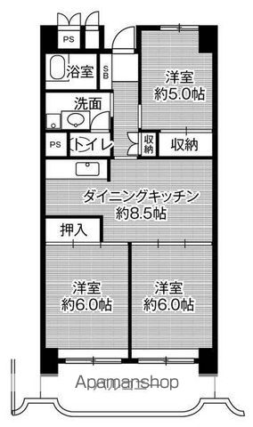 岐阜市西中島のマンションの間取り