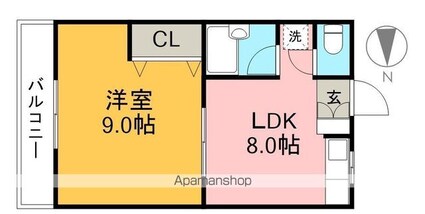 ラ・トゥール[1LDK/35m2]の間取図