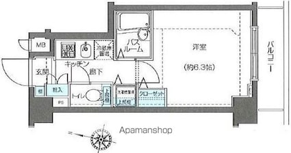 フェニックス西新宿弐番館[1K/20.43m2]の間取図