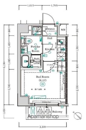 神奈川県横浜市西区浅間町１丁目[1K/20.55m2]の間取図
