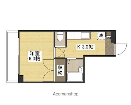 広島県広島市中区東千田町２丁目[1K/21.55m2]の間取図