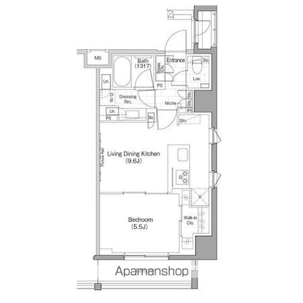 東京都新宿区早稲田町[1LDK/40.5m2]の間取図
