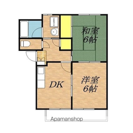 長野県飯田市鼎上山[2DK/43.69m2]の間取図