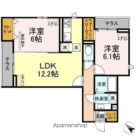 【ＤーＲＯＯＭ新宿ⅠーＢの間取り】